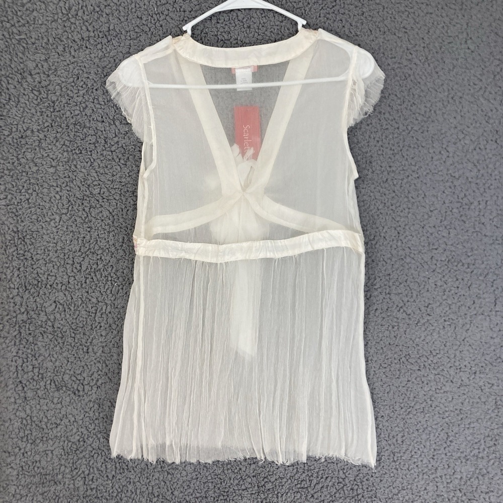 Vtg Scarlett Silk Sequin Bridal Shower Bachelorette Babydoll Chiffon Top Women M - Picture 14 of 14